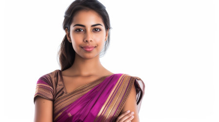Indian businesswoman portrait with a white copy space backgroundの素材