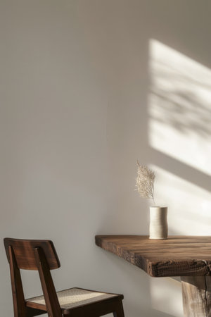 Minimalistic interior deco composition with a table and a chairの素材