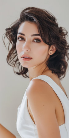 Beauty portrait of a young Armenian woman with copy space for textの素材