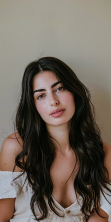 Beauty portrait of a young Armenian woman with copy space for textの素材