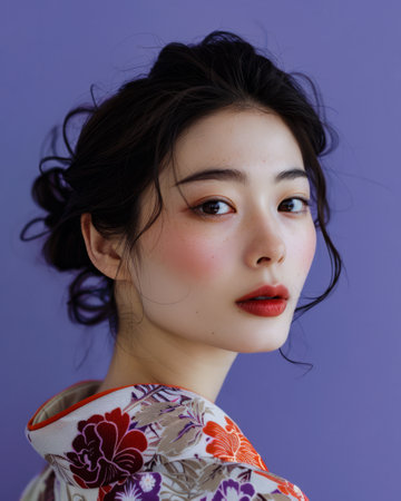 Beauty portrait of a young Japanese woman with copy space for textの素材