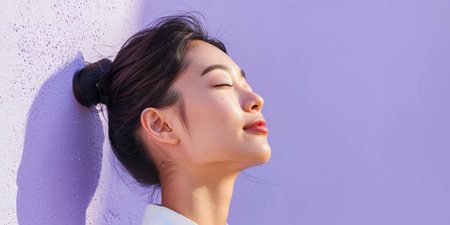 Beauty portrait of a young Japanese woman with copy space for textの素材