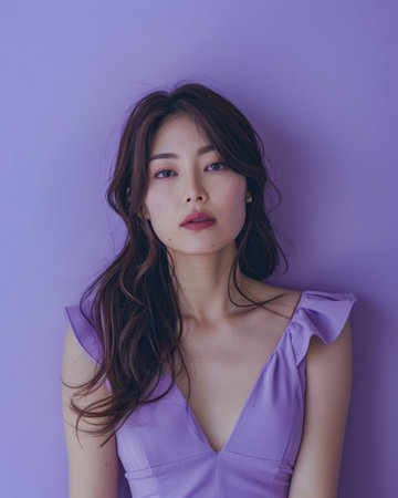 Beauty portrait of a young Japanese woman with copy space for textの素材