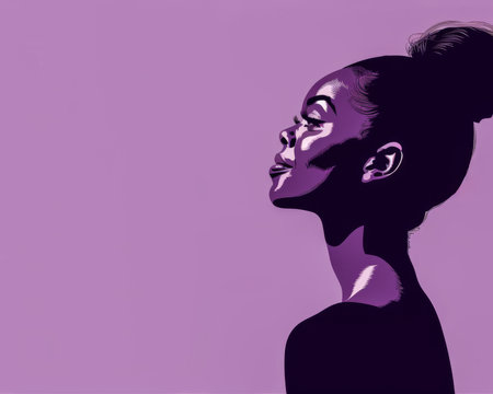 Illustration of an African American woman in vibrant colors isolated from the backgroundの素材