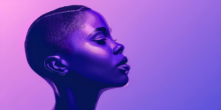 Illustration of an African American woman in vibrant colors isolated from the backgroundの素材