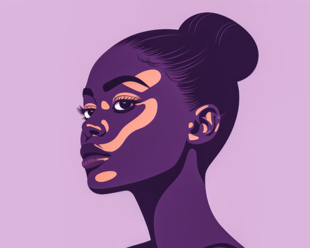 Illustration of an African American woman in vibrant colors isolated from the backgroundの素材