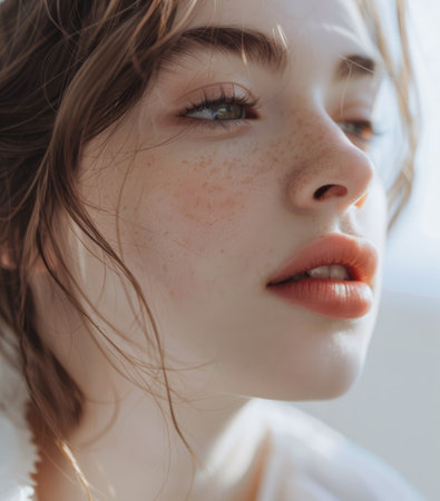 Young woman portrait with copy space for textの素材