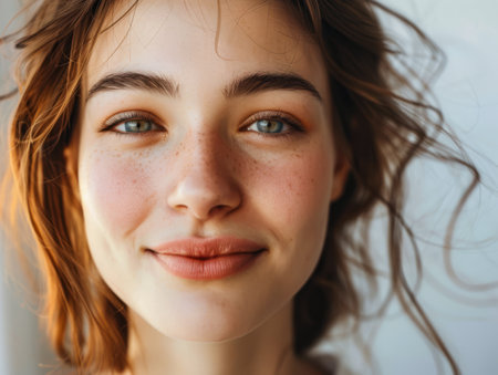 Young woman portrait with copy space for textの素材