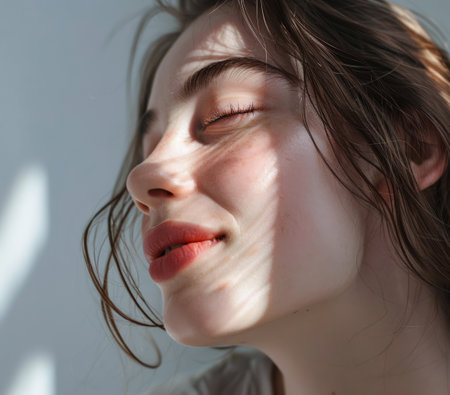 Young woman portrait with copy space for textの素材