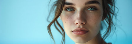 Young woman portrait with copy space for textの素材