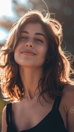 Portrait of a young woman isolated from the background with a gentle and approachable smileの素材