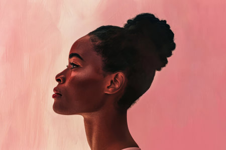 Stylized illustration of a woman in vivid colorsの素材