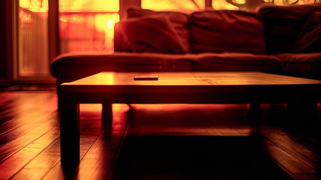 Elegant modern living room with ambient lighting and cozy decorの素材
