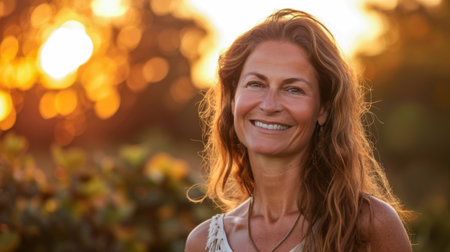 Beautiful young woman portrait with the early morning lightの素材