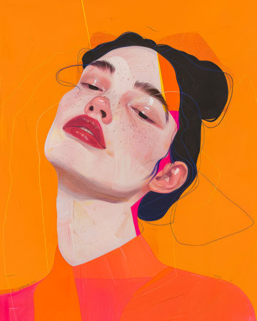 Vibrant woman portrait with bold colorsの素材