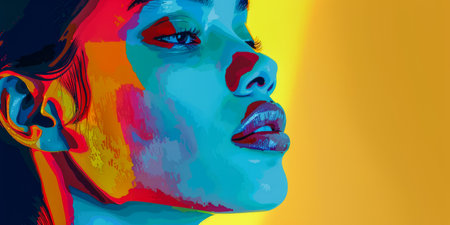 Vibrant woman portrait with bold colorsの素材