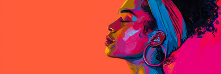 Vibrant woman portrait with bold colorsの素材