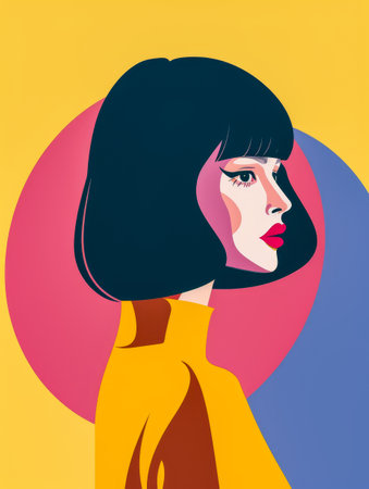 Elegant woman illustration outlining her mystical beautyの素材