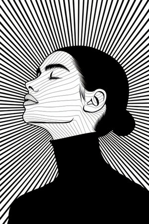 Elegant woman illustration outlining her mystical beautyの素材