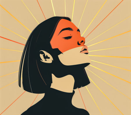 Elegant woman illustration outlining her mystical beautyの素材