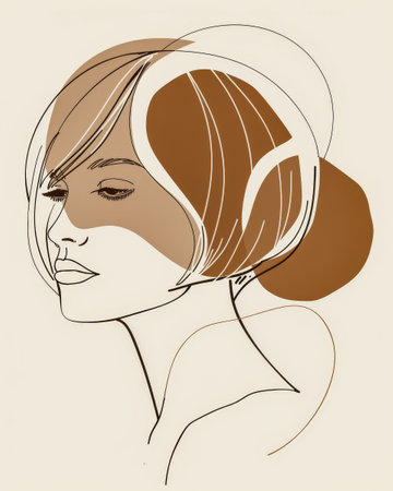 Elegant woman illustration outlining her mystical beautyの素材