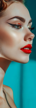 Vintage beauty portrait of a young woman with copy spaceの素材