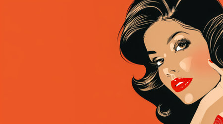 Vintage illustration of a glamorous young woman with copy space for textの素材