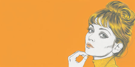 Vintage illustration of a glamorous young woman with copy space for textの素材