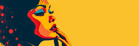 Vintage illustration of a glamorous young woman with copy space for textの素材