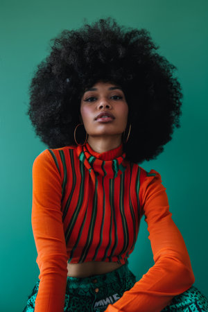 Portrait of a young woman from the 70sの素材