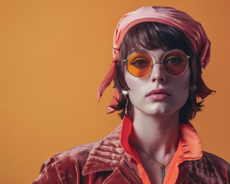 Portrait of a young woman from the 70sの素材