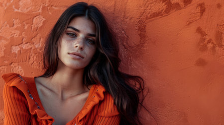 Portrait of a young woman from the 70sの素材