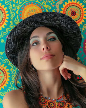 Portrait of a young woman from the 70sの素材