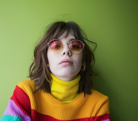 Portrait of a young woman from the 70sの素材