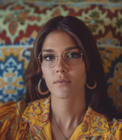 Portrait of a young woman from the 70sの素材