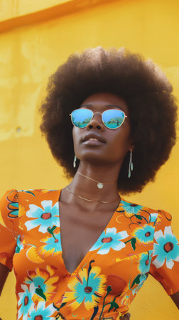 Portrait of a young woman from the 70sの素材