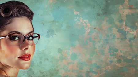 Portrait of a young woman from the 60s isolated from a copy space backgroundの素材