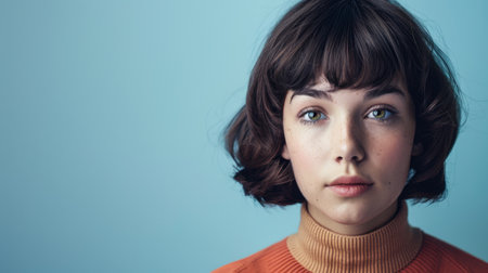 Portrait of a young woman from the 60s isolated from a copy space backgroundの素材