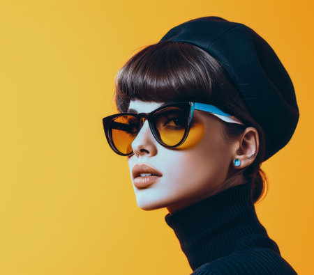 Portrait of a young woman from the 60s isolated from a copy space backgroundの素材