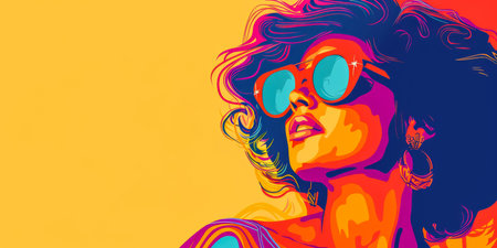 Vintage portrait illustration from the 70s with a pop twistの素材