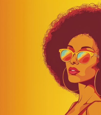 Vintage portrait illustration from the 70s with a pop twistの素材