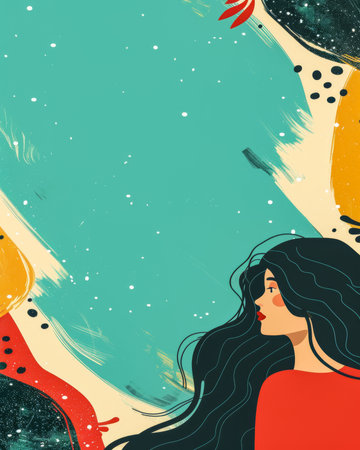 Vintage portrait illustration from the 70s with a pop twistの素材