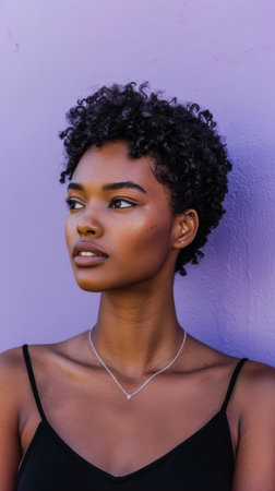 Beauty portrait of a young African American woman isolated with copy space for textの素材