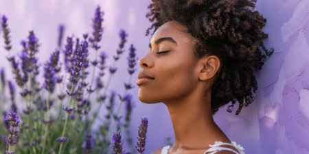 Beauty portrait of a young African American woman isolated with copy space for textの素材