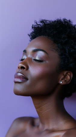 Beauty portrait of a young African American woman isolated with copy space for textの素材