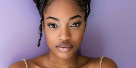 Beauty portrait of a young African American woman isolated with copy space for textの素材