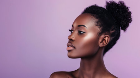 Beauty portrait of a young African American woman isolated with copy space for textの素材