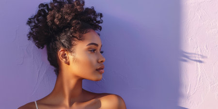 Beauty portrait of a young African American woman isolated with copy space for textの素材