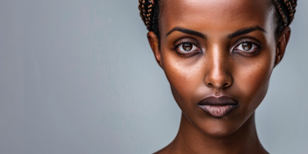 Portrait of a young Ethiopian woman with a clear copy space backgroundの素材