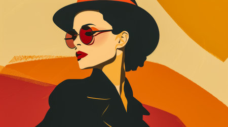 Vintage illustration of an elegant woman in chic fashionの素材